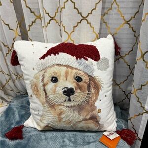Pillowfort Holiday Dog Pillow with Red Santa Hat